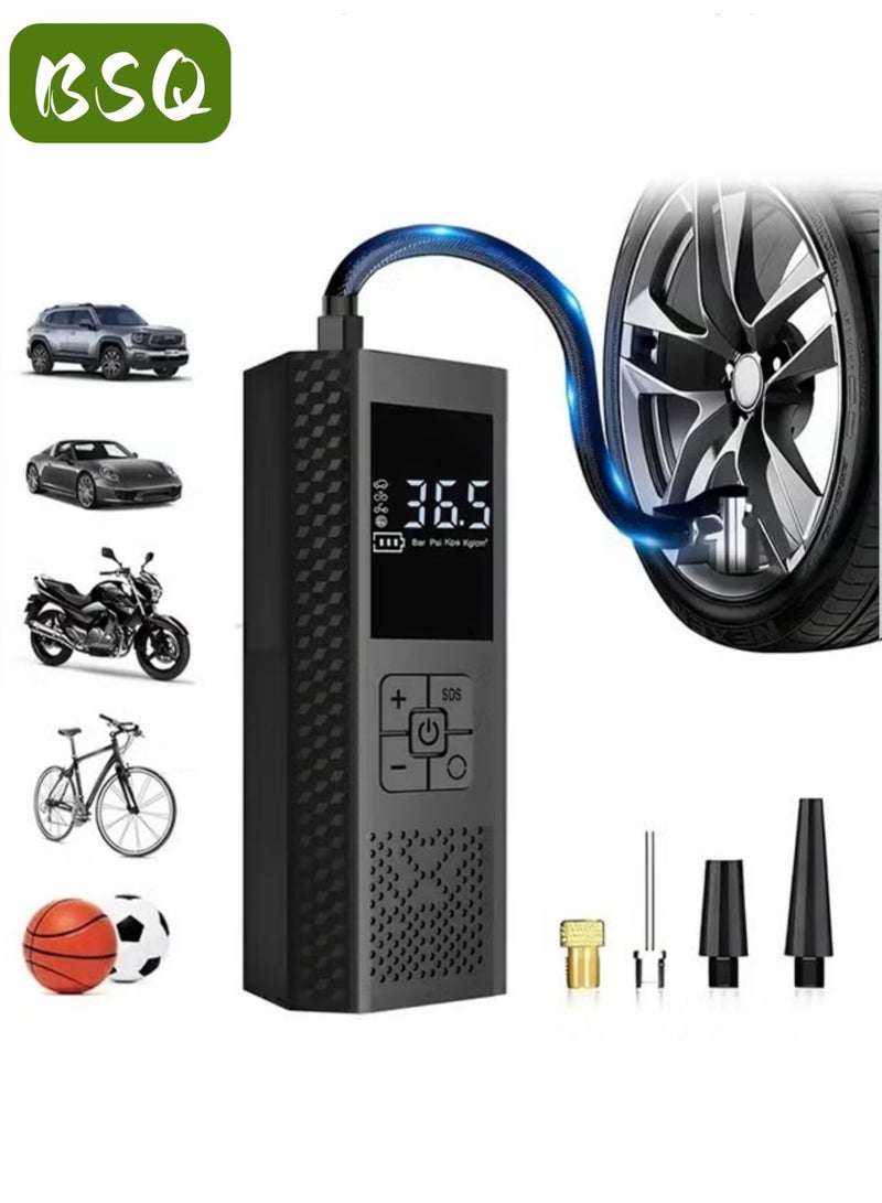 BSQ Digital Display Car Tire Inflator | Portable Wireless Mini Air Pump | Built-in 4000mAh Power Bank | Automatic Stop Function and LED Indicator | 150 PSI High Pressure, 3 times faster inflation speed | Suitable for cars, bicycles, motorcycles, balls, inflatable mattresses, etc. - Image 1